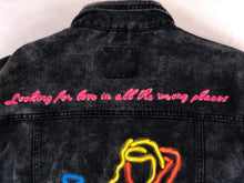 Load image into Gallery viewer, Horrific designs Custom neon jacket men L denim