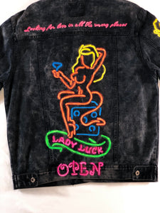 Horrific designs Custom neon jacket men L denim