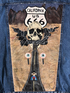 Horrific designs Biker vest mens XL denim