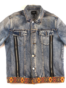 Horrific designs Custom denim jacket mens L american traditional style