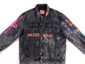 Horrific designs Custom neon jacket men L denim